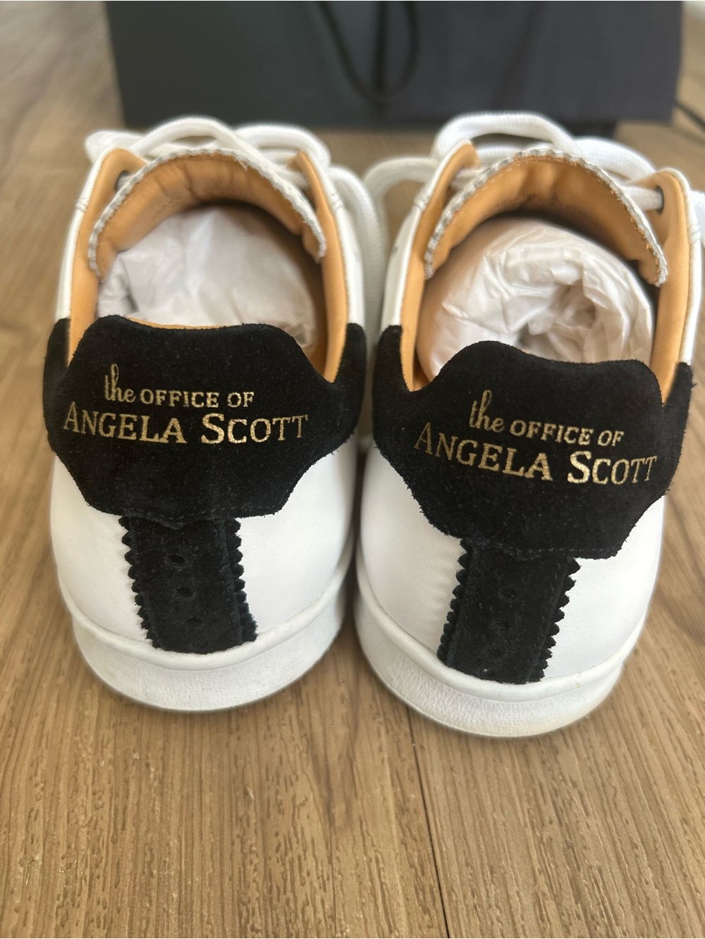 Office of Angela Scott The Elliot sneakers white leather black toe brogue. Sz 40 - Picture 6 of 8